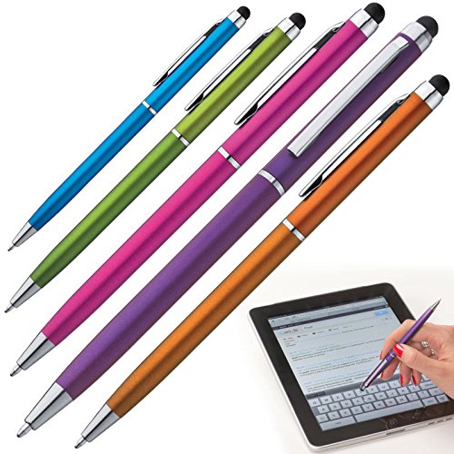 10 Touchpen Kugelschreiber / Farbe: je 2x pink, orange, lila, hellblau,apfelgrün von Markenlos