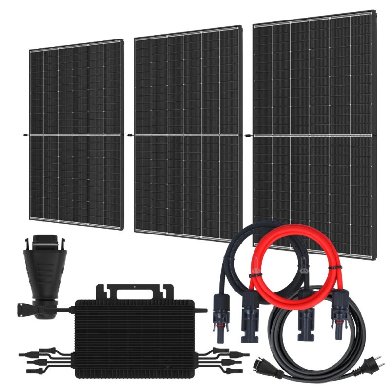 Balkonkraftwerk 1230W - 3x Longi LR5-54HPB-M 410Wp + Hoymiles HMS-1600-4T Microinverter Modulwechselrichter + Shelly Smart Plug mit 0% MwSt nach §12 Abs. 3 UstG Balkonkraftwerk 1230W - 3x Longi LR5-54HPB-M 410Wp + Hoymiles HMS-1600-4T Microinverter Modulwechselrichter + Shelly Smart Plug mit 0% MwSt nach §12 Abs. 3 UstG von Markenlos