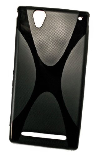 Design X-Rubber Silikon TPU Cover Case - Schwarz - Handy Hülle Kappe kompatibel mit Sony Xperia T2 Ultra - T2 Ultra Dual von Markenlos
