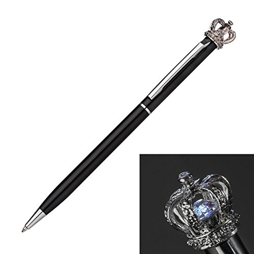 Drehkugelschreiber aus Metall / mit Krone / Kugelschreiberfarbe: schwarz von Markenlos