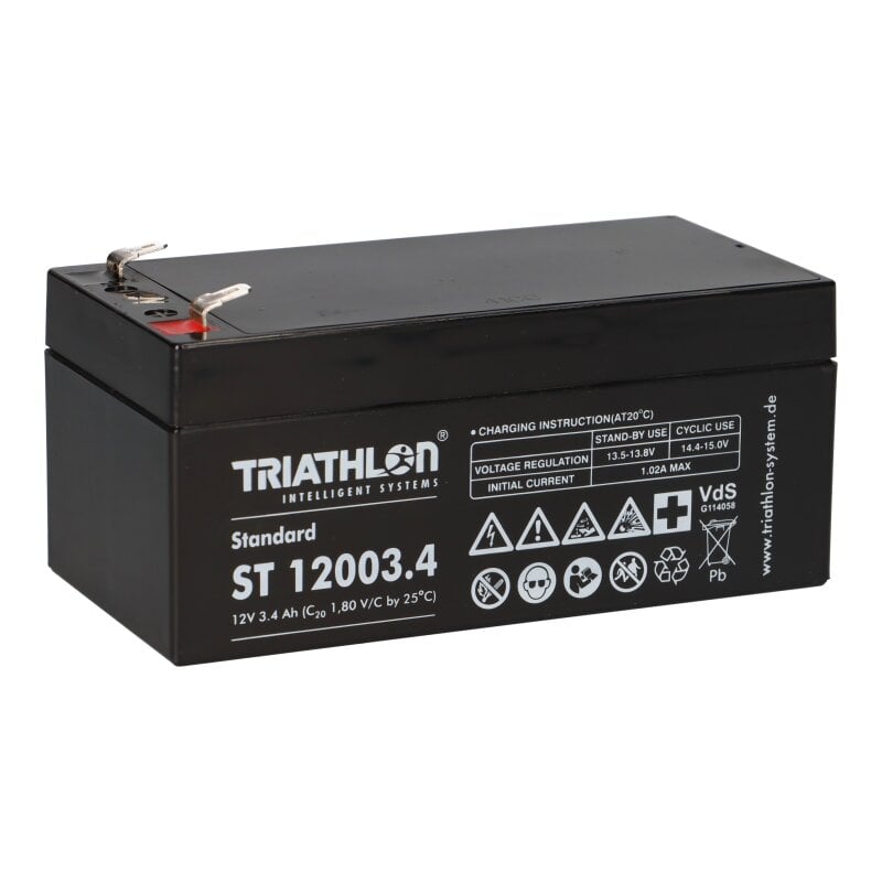 Triathlon Bleiakku AGM 12V 3,4Ah Faston, VDS Triathlon Bleiakku AGM 12V 3,4Ah Faston, VDS von Markenlos