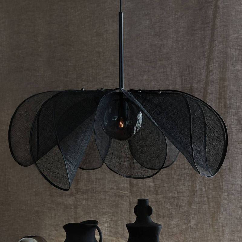 Hängeleuchte Styrka, Ø 75cm, schwarz/rauchgrau, Bananenfaser von Markslöjd