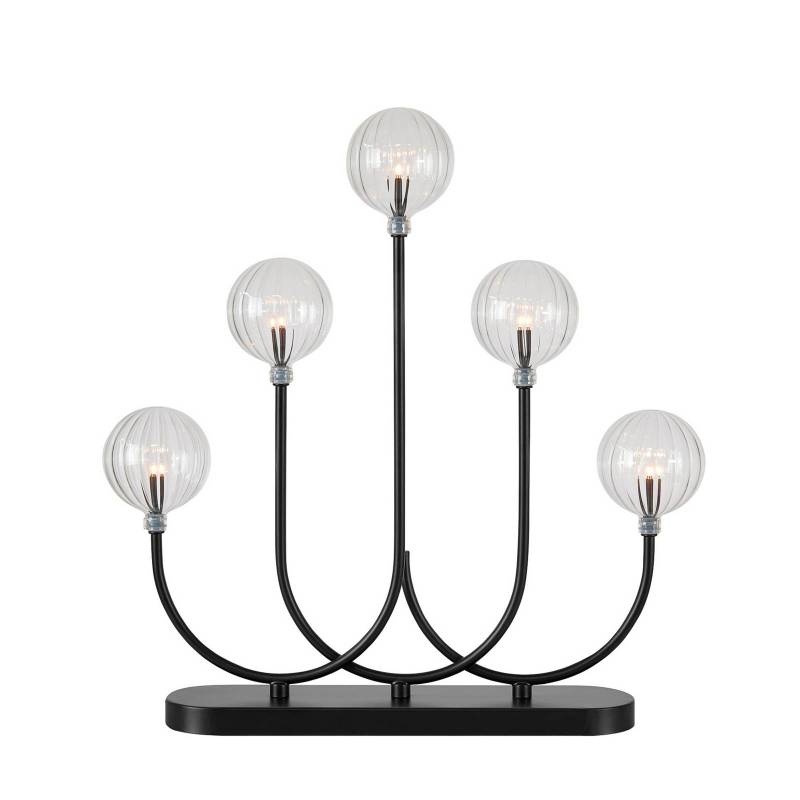 Kerzenhalter Enys, schwarz/klar, Eisen/Glas, 5-flammig, LED von Markslöjd