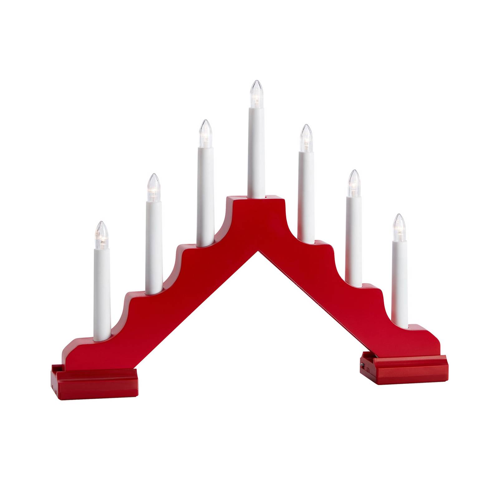 LED-Kerzenleuchter Evelin aus Holz, 7-flammig, rot von Markslöjd