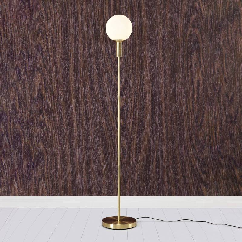 Stehleuchte Minna, messingfarben, Glas, Eisen, Höhe 145 cm von Markslöjd