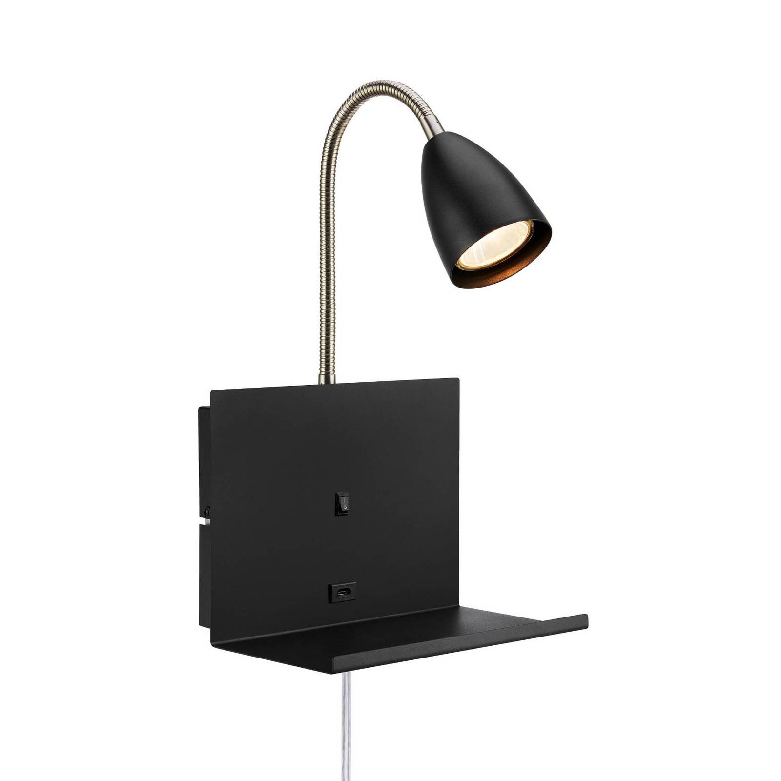 Wandlampe Cuarto schwarz 30 cm Eisen Stecker USB-Port Ablage Wandlampe Cuarto schwarz 30 cm Eisen Stecker USB-Port Ablage von Markslöjd