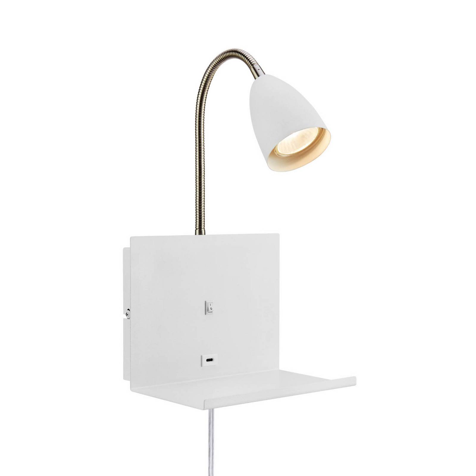 Wandleuchte Cuarto, weiß 30 cm Eisen Stecker USB-Port Ablage Wandleuchte Cuarto, weiß 30 cm Eisen Stecker USB-Port Ablage von Markslöjd