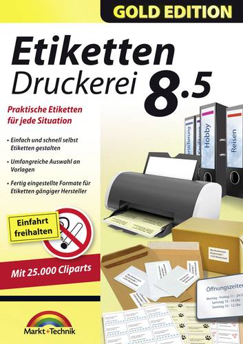 Markt & Technik Etiketten Druckerei 8.5 Gold Edition Vollversion, 1 Lizenz Windows Etikettendruck-So von Markt & Technik