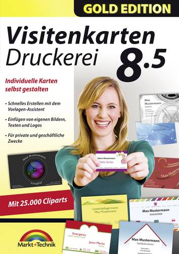 Markt & Technik Visitenkarten Druckerei 8.5 Gold Edition Vollversion, 1 Lizenz Windows Büroorganisa von Markt & Technik