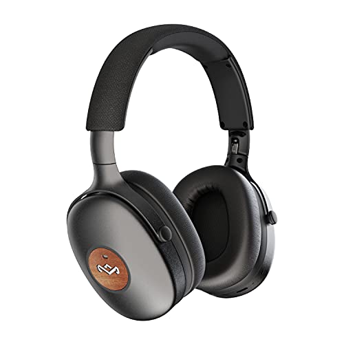 House of Marley Positive Vibration XL ANC Over Ear Noise Cancelling Kopfhörer kabellos Bluetooth - Bluetooth Kopfhörer aus nachhaltigen Materialien, 35h Wiedergabe, Mikrofon, ANC Headphones, Black von Marley