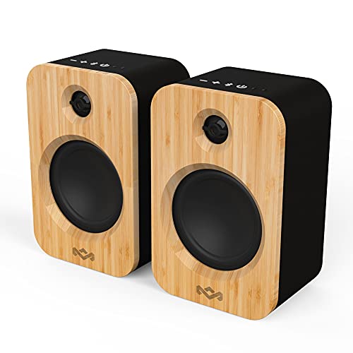 House of Marley Get Together Duo Bluetooth-Lautsprecher - Nachhaltig hergestellte Regallautsprecher , Wireless Soundsystem, Netzbetrieb/ 20 Stunden Akku, Aux-in-Funktion, High-Definition-Verstärker von Marley