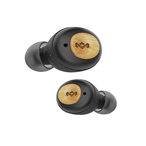 House of Marley True Wireless Champion In-Ear Ohrhörer - Kompakte Bluetooth 5.0-Ohrhörer, 28 Std Spielzeit mit wiederaufladbarem Case, inkl. komfortabler Ohrstöpsel, umweltfreundliches Bambus-Design von Marley