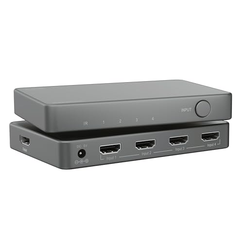 4K120Hz HDMI Switch - Marmitek AS48-8K HDMI 2.1 Schalter - HDR - 4 EIN / 1 aus - 4K 120Hz - 48Gbps - VRR - ALLM - Dolby Digital - HDCP 2.3/2.2/1.4 - Automatische Umschaltung von Marmitek