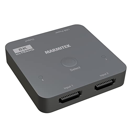 4K120 HDMI Switch 8K - Marmitek AS28 - HDMI 2.1 Schalter - 4K 120Hz - HDR - 2 EIN / 1 aus - 48Gbps - VRR - ALLM - QFT - QMS - Dolby Digital - HDCP 2.3/2.2/1.4 - Automatische Umschaltung 4K120 HDMI Switch 8K - Marmitek AS28 - HDMI 2.1 Schalter - 4K 120Hz - HDR - 2 EIN / 1 aus - 48Gbps - VRR - ALLM - QFT - QMS - Dolby Digital - HDCP 2.3/2.2/1.4 - Automatische Umschaltung von Marmitek