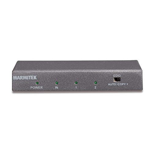 HDMI Splitter 4K60 - Marmitek Split 612 UHD 2.0 - 1 Ein / 2 Aus - Ultra HD - HDMI Verteiler - 3840 x 2160 - 60 Hz - HDR - Chroma Farben - 18 Gbs - HDCP 2.2 - EDID Schalter - Eingebaute Verstärker von Marmitek