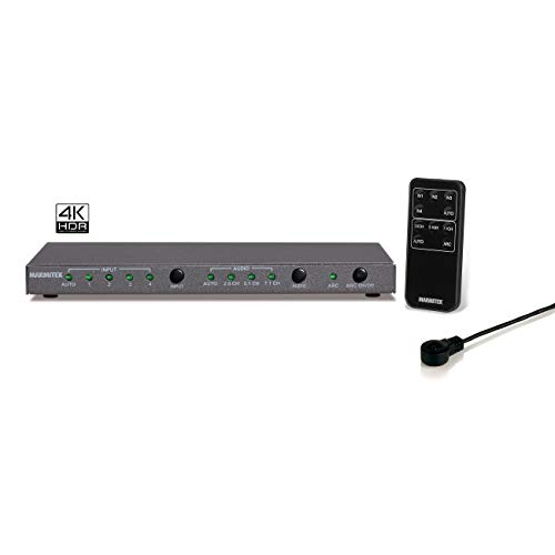 HDMI Switch mit Audio Extractor - Marmitek Connect 621 UHD 2.0 - HDMI 2.0 - 4K60 - HDR - ARC - Digitaler und Analoger Audioausgang - 4 ein/1 aus - automatisch schalten - Toslink - HDCP 2.2 - Ultra HD von Marmitek