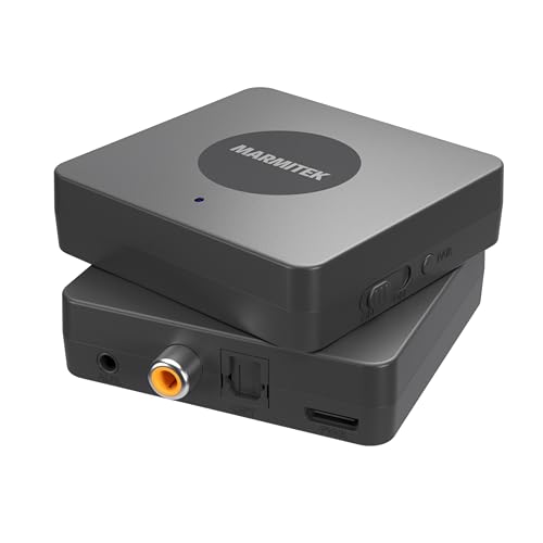 Marmitek Bluetooth Adapter TV BoomBoom 55 HD - Optische Audio/Toslink Anschluss - aptX HD - aptX Low Latency - aptX Adaptive- Verbinde Fernseher mit 2 Bluetooth Kopfhörer ohne Verzögerung von Marmitek