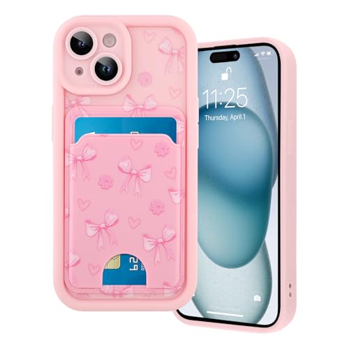 Marphe Kompatibel mit iPhone 15 Brieftaschen-Hülle, süßes Schleifen-Blumenmuster, weiche TPU-Hülle + harte Kartenfächer, Kameraschutz, Handyhülle, Rosa Marphe Kompatibel mit iPhone 15 Brieftaschen-Hülle, süßes Schleifen-Blumenmuster, weiche TPU-Hülle + harte Kartenfächer, Kameraschutz, Handyhülle, Rosa von Marphe