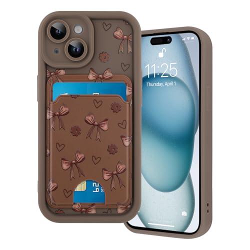 Marphe Kompatibel mit iPhone 15 Brieftaschen-Hülle, süßes Schleifen-Blumenmuster, weiche TPU-Hülle + harte Kartenhalter-Schlitz-Design, Kameraschutz, Handyhülle, Braun Marphe Kompatibel mit iPhone 15 Brieftaschen-Hülle, süßes Schleifen-Blumenmuster, weiche TPU-Hülle + harte Kartenhalter-Schlitz-Design, Kameraschutz, Handyhülle, Braun von Marphe
