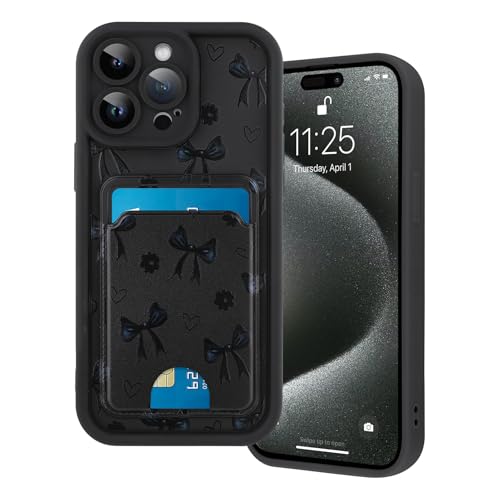 Marphe Kompatibel mit iPhone 15 Pro Max Brieftaschen-Hülle, süßes Schleifen-Blumenmuster, weiche TPU-Hülle + harte Kartenhalter-Schlitz-Design, Kameraschutz, Handyhülle, Schwarz Marphe Kompatibel mit iPhone 15 Pro Max Brieftaschen-Hülle, süßes Schleifen-Blumenmuster, weiche TPU-Hülle + harte Kartenhalter-Schlitz-Design, Kameraschutz, Handyhülle, Schwarz von Marphe