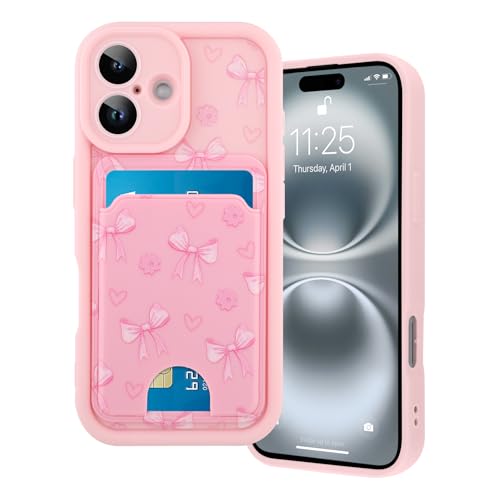 Marphe Kompatibel mit iPhone 16 Brieftaschen-Hülle, süßes Schleifen-Blumenmuster, weiche TPU-Hülle + harte Kartenhalter-Schlitz-Design, Kameraschutz, Handyhülle, Rosa Marphe Kompatibel mit iPhone 16 Brieftaschen-Hülle, süßes Schleifen-Blumenmuster, weiche TPU-Hülle + harte Kartenhalter-Schlitz-Design, Kameraschutz, Handyhülle, Rosa von Marphe