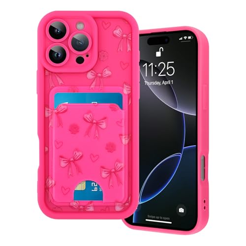 Marphe Kompatibel mit iPhone 16 Pro Max Brieftaschen-Hülle, süßes Schleifen-Blumenmuster, weiche TPU-Hülle + harte Kartenfächer, Kameraschutz, Handyhülle, Hot Pink Marphe Kompatibel mit iPhone 16 Pro Max Brieftaschen-Hülle, süßes Schleifen-Blumenmuster, weiche TPU-Hülle + harte Kartenfächer, Kameraschutz, Handyhülle, Hot Pink von Marphe