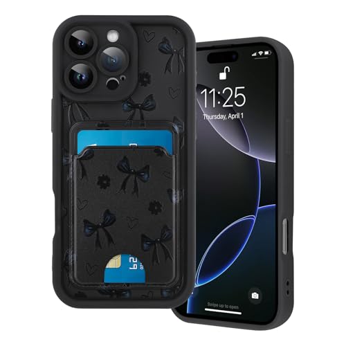 Marphe Kompatibel mit iPhone 16 Pro Max Brieftaschen-Hülle, süßes Schleifen-Blumenmuster, weiche TPU-Hülle + harte Kartenhalter-Schlitz-Design, Kameraschutz, Handyhülle, Schwarz Marphe Kompatibel mit iPhone 16 Pro Max Brieftaschen-Hülle, süßes Schleifen-Blumenmuster, weiche TPU-Hülle + harte Kartenhalter-Schlitz-Design, Kameraschutz, Handyhülle, Schwarz von Marphe