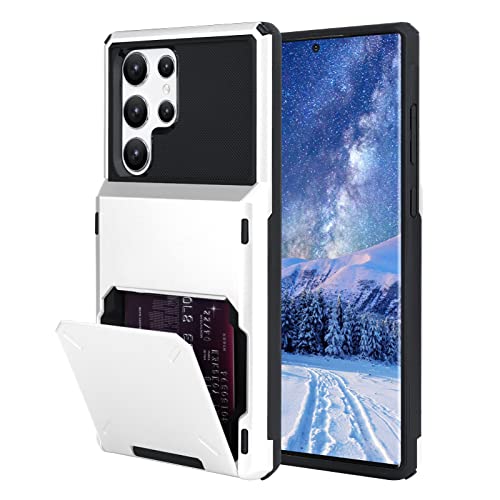 Marphe Wallet Case for Samsung Galaxy S22 Ultra Case with 4 Card Credit Card Holder Slot Shockproof Cover Hybrid Heavy Duty Protection Armor Phone Case Compatible with Galaxy S22 Ultra 5G White von Marphe