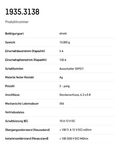 Marquardt 1935.3138 Wippschalter 12 V/DC 10A 1 x Aus/Ein IP65 rastend 1St. von Marquardt
