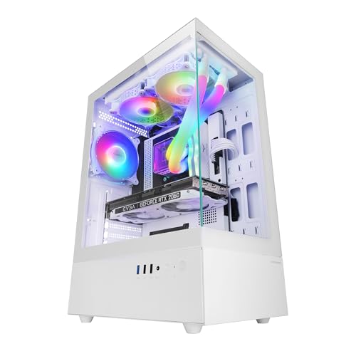MARS GAMING MC-XO, Gaming-Gehäuse ATX, Doppeltes Rahmenloses Gehärtetes Glas bei 90°, 12cm FRGB-Lüfter, SIDECOOL-Kühlsystem, Mid-Tower PC mit Doppelkammer-Design, Großzügiger Innenraum, Weiß von Mars Gaming