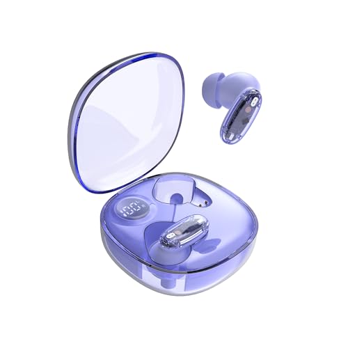 Mars Gaming MHIB2, Bluetooth 5.4 Kopfhörer, Immersiver Klang, Ergonomisches Halbtransparentes und Ultrakompaktes Design, 24 Stunden Wiedergabe, Kabellose Ohrhörer mit Etui und LED-Anzeige, Lila​ von Mars Gaming