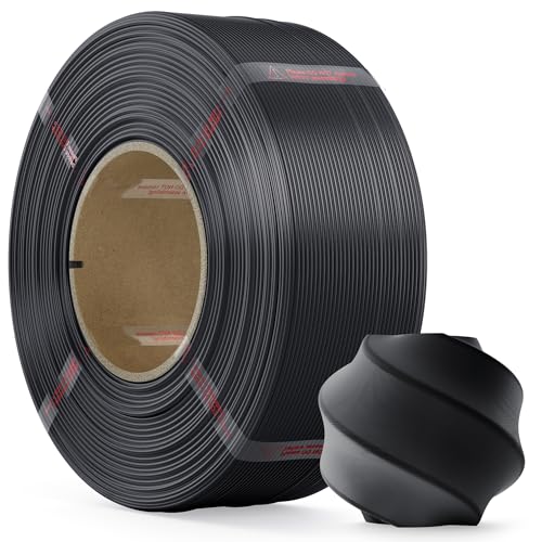 MarsWork PLA-Filament, 1,75 mm, PLA-3D-Drucker-Filament (Nachfüllpackung), 1 kg Nachfüllung für wiederverwendbare Spulen (1 kg), hochwertiges 3D-Druck-Filament für Bambu-Labor 3D-Drucker, Schwarz von MarsWork