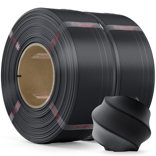 MarsWork PLA-Filament, 1,75 mm, PLA-3D-Drucker-Filament (Nachfüllpackung), 2 kg Nachfüllung für wiederverwendbare Spulen (2 kg), hochwertiges 3D-Druck-Filament für Bambu-Labor 3D-Drucker, Schwarz und von MarsWork
