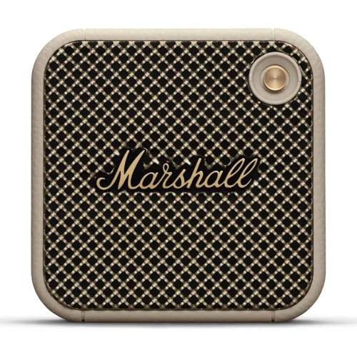 Marshall Willen Bluetooth-Lautsprecher, kabellos, über 15 Stunden Spielzeit, wasserdicht nach IP67, Schnellladung, stapelbar – Crème von Marshall