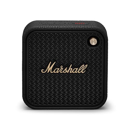 Marshall Willen II Bluetooth-Lautsprecher, kabellos, über 17+ Stunden Spielzeit, wasserdicht nach IP67 – Schwarz und Messing von Marshall
