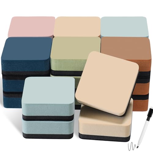 Marspark Magnetische Whiteboard-Radierer, trocken abwischbar, 6 Stück, Morandi-Farben, Lehrerbedarf, Mini-Whiteboard-Reinigungspads, Klassenzimmerpreise, Kreidetafel-Reiniger für Schule, Klassenzimmer von Marspark