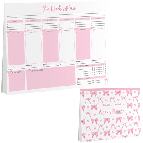 Marspark Wöchentlicher To-Do-Listen-Notizblock mit rosa Schleife, 21,6 x 27,9 cm, Wochenplaner mit 52 Blatt zum Abreißen, undatierter Kalender, Organisation von Gewohnheiten-Tracker, Zielen und Marspark Wöchentlicher To-Do-Listen-Notizblock mit rosa Schleife, 21,6 x 27,9 cm, Wochenplaner mit 52 Blatt zum Abreißen, undatierter Kalender, Organisation von Gewohnheiten-Tracker, Zielen und von Marspark
