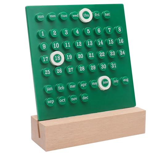 Wiederverwendbarer ewiger Kalender mit Ring für Datumsaufzeichnung, handgefertigtes DIY-Mode-Kalender-Zubehör für Schreibtisch, Büro, Zuhause, Geschäfte, Dekoration (grüne Farbe) von Marsrut