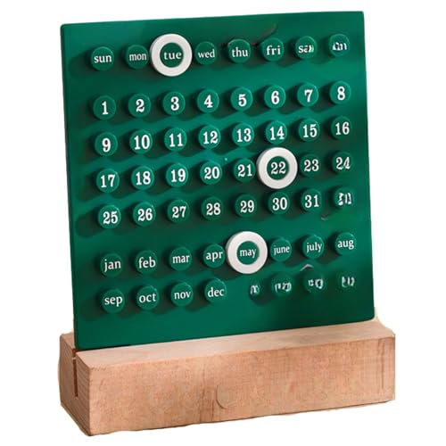 Wiederverwendbarer ewiger Kalender mit Ring für Datumsaufzeichnung, handgefertigtes DIY-Mode-Kalender-Zubehör für Schreibtisch, Büro, Zuhause, Geschäfte, Dekoration (grüne Farbe) von Marsrut