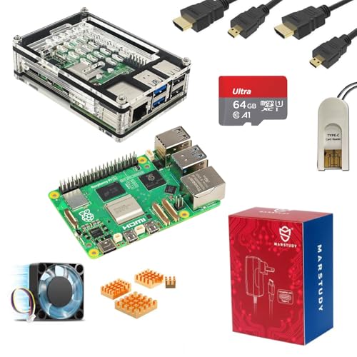 Marstudy Raspberry Pi 5 Starter kit – 64GB Edition, Raspberry Pi 5 (4GB RAM) / Raspberry Pi OS vorinstalliert von Marstudy
