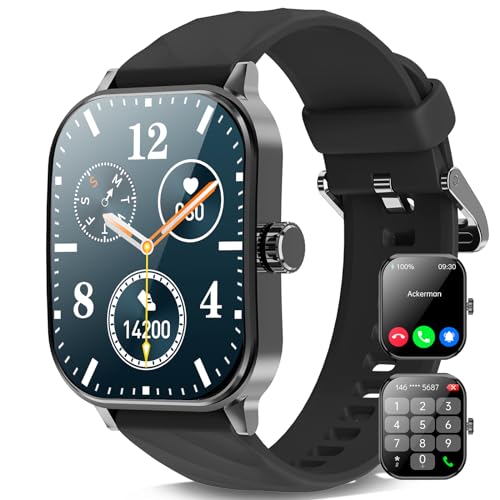 2024 Neu Smartwatch Herren mit Telefonfunktion , 2,1" HD Gebogenes Touchscreen, 100+ Sportmodi Fitnessuhr Herren, Sportuhr mit Puls-Schlaf-Körpertemperaturmessung Schrittzähler Uhr für Android iOS von Marsyu