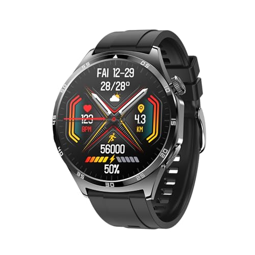 2025 Neu Smartwatch Herren mit EKG/HRV/Harnsäure/BMI, 48mm 1.43’’ Zoll AMOLED Fitnessuhr mit Telefonfunktion 24H Blutdruck Herzfrequenz SpO2 Apnoe Schlaf, SOS-Notruf, Android/iOS (Klassisch, Schwarz) von Marsyu