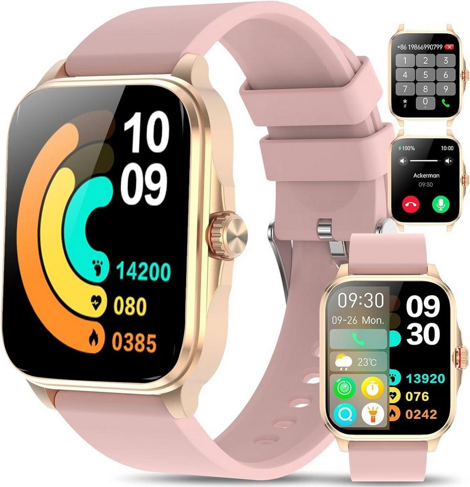 Marsyu IP67 Wasserdicht Herren's und Damen's Smartwatch (1,91 Zoll, Android/iOS), mit Automatische Überwachung Körpertemperatur/Herzfrequenz/Blutdruck von Marsyu