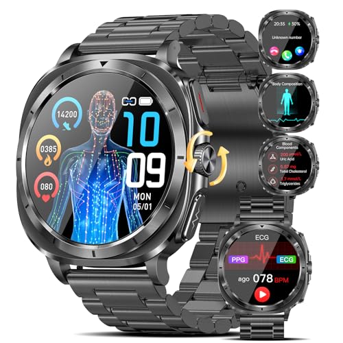 Marsyu Smartwatch Herren mit 𝐄𝐊𝐆/𝐇𝐑𝐕/𝐁𝐌𝐈 1,43“ AMOLED Fitness Gesundheitsuhr mit 24/7 Herzfrequenz 𝐁𝐥𝐮𝐭𝐝𝐫𝐮𝐜𝐤 ΒΙυτzυcker SPO2, Schlafmonitor Bluetooth-Anrufe SOS & NFC-Türzugang Marsyu Smartwatch Herren mit 𝐄𝐊𝐆/𝐇𝐑𝐕/𝐁𝐌𝐈 1,43“ AMOLED Fitness Gesundheitsuhr mit 24/7 Herzfrequenz 𝐁𝐥𝐮𝐭𝐝𝐫𝐮𝐜𝐤 ΒΙυτzυcker SPO2, Schlafmonitor Bluetooth-Anrufe SOS & NFC-Türzugang von Marsyu