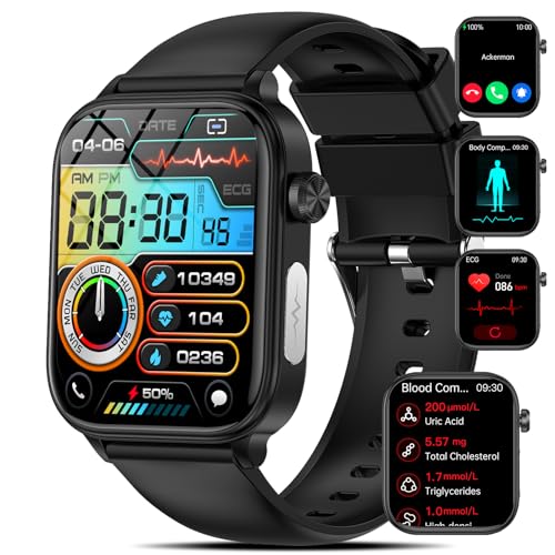 Marsyu Smartwatch EKG+HRV PPG ΒΙυτzυcker 1,96" Fitnessuhr mit Telefonfunktion/24H Blutfett Harnsäure Körperfett Herzfrequenz Körpertemperatur Blutdruckmessung SOS-Notruf Gesundheitsuhr für Android/iOS Marsyu Smartwatch EKG+HRV PPG ΒΙυτzυcker 1,96" Fitnessuhr mit Telefonfunktion/24H Blutfett Harnsäure Körperfett Herzfrequenz Körpertemperatur Blutdruckmessung SOS-Notruf Gesundheitsuhr für Android/iOS von Marsyu