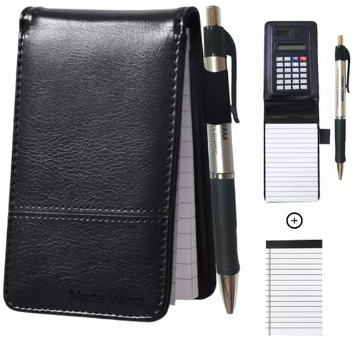 Marte Vanci Mini Pocket Notizbuch, A7, 40 Blatt, Schnellnotizen mit Taschenrechner und Stift für Business Trader Shopping Tragbare Notizblöcke Memo Pad PU Leder Cover bares liniertes Papier Marte Vanci Mini Pocket Notizbuch, A7, 40 Blatt, Schnellnotizen mit Taschenrechner und Stift für Business Trader Shopping Tragbare Notizblöcke Memo Pad PU Leder Cover bares liniertes Papier von Marte Vanci