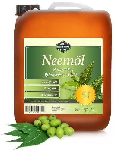 Martenbrown® Neemöl mit Emulgator 5 Liter - fertig gemischt für sofortige Anwendung/Zur natürlichen Pflanzenpflege für Zimmerpflanzen/Gartenpflanzen von Martenbrown