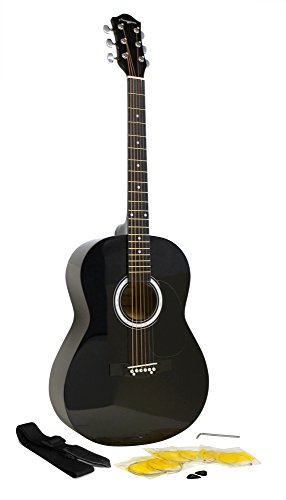 Martin Smith Akustikgitarre mit Gitarrensaiten, Gitarrenplektren & Gitarrengurt - Schwarz von Martin Smith