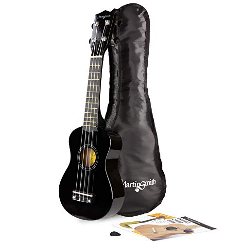 Martin Smith Soprano Ukulele mit Ukulele Bag & Chord Book - Schwarz von Martin Smith