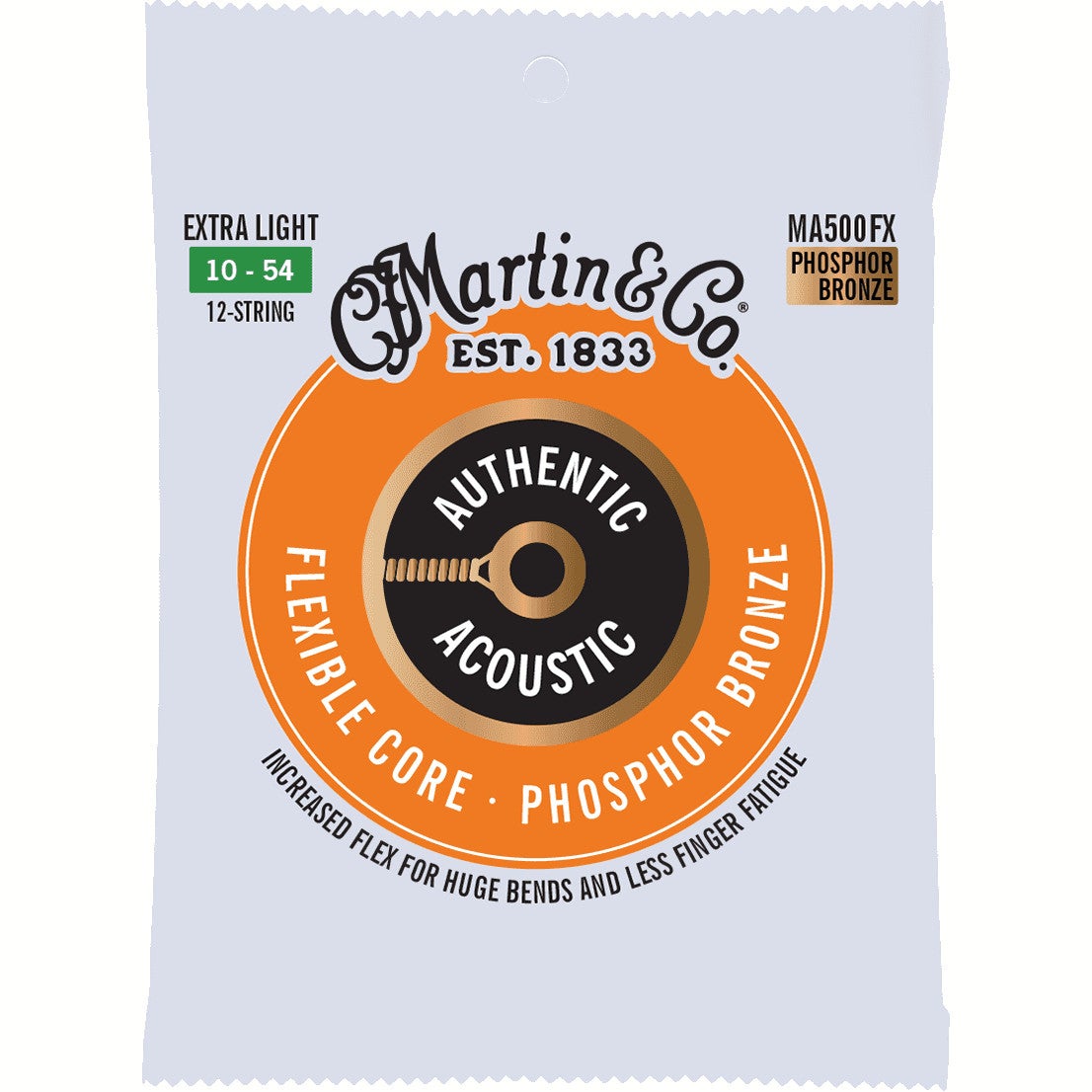 Martin Strings MA500FX Flexible Core Phosphor Bronze Extra Light 10-54 12-String Acoustic Guitar Strings von Martin Strings